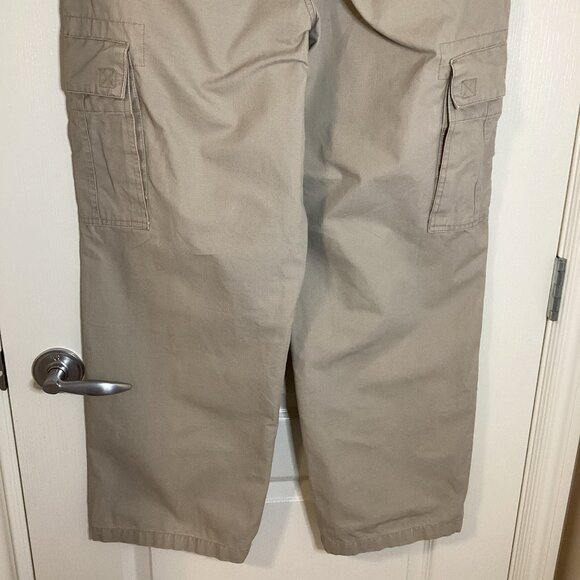 Cherokee Men's Cargo Pants Size 34 x 30 Hiking Work Beige Flat Front Wide Leg - Picture 11 of 12
